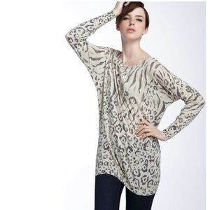 Joie Rusty Leopard print dolman sleeve sweater, size S, longer length